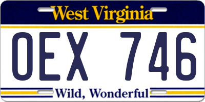 WV license plate OEX746