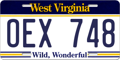 WV license plate OEX748
