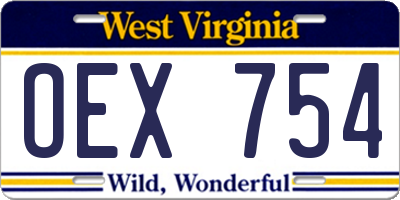WV license plate OEX754