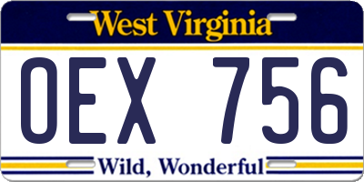 WV license plate OEX756