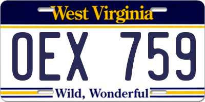WV license plate OEX759