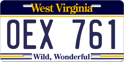 WV license plate OEX761