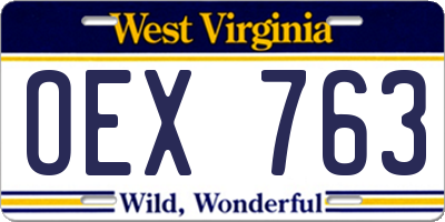WV license plate OEX763