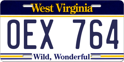 WV license plate OEX764