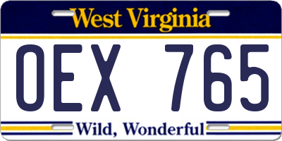 WV license plate OEX765