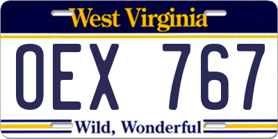 WV license plate OEX767