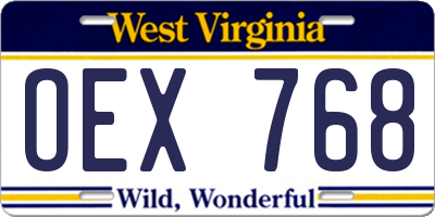 WV license plate OEX768