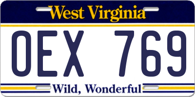 WV license plate OEX769