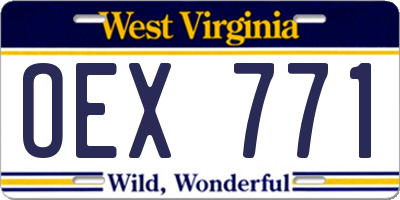 WV license plate OEX771