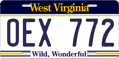 WV license plate OEX772