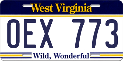 WV license plate OEX773