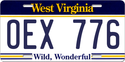 WV license plate OEX776