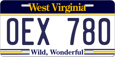 WV license plate OEX780