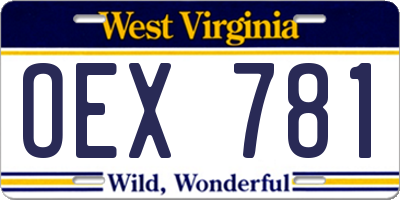 WV license plate OEX781