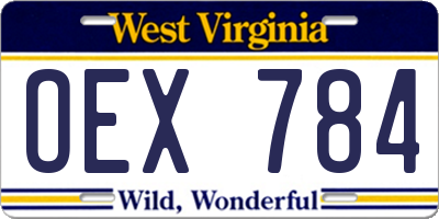 WV license plate OEX784
