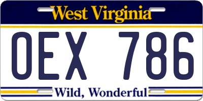 WV license plate OEX786