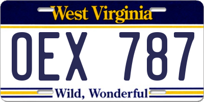 WV license plate OEX787