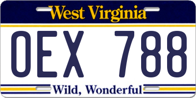 WV license plate OEX788