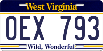 WV license plate OEX793