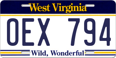WV license plate OEX794
