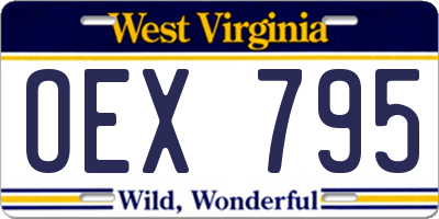 WV license plate OEX795