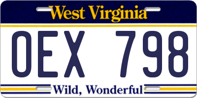 WV license plate OEX798