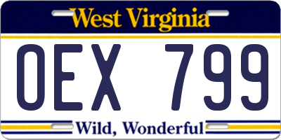 WV license plate OEX799