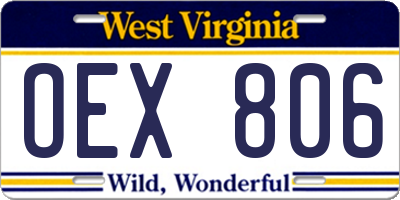 WV license plate OEX806