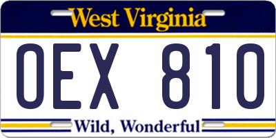 WV license plate OEX810