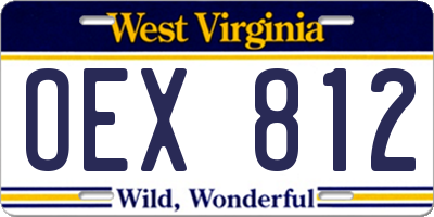 WV license plate OEX812