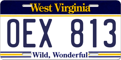 WV license plate OEX813
