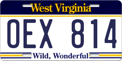 WV license plate OEX814