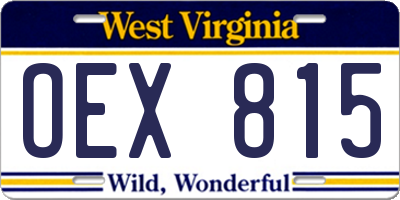 WV license plate OEX815