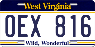 WV license plate OEX816