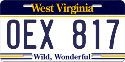 WV license plate OEX817