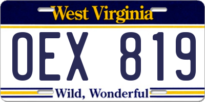 WV license plate OEX819