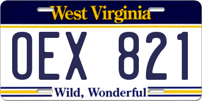 WV license plate OEX821