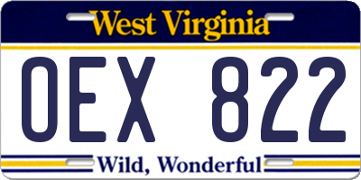 WV license plate OEX822