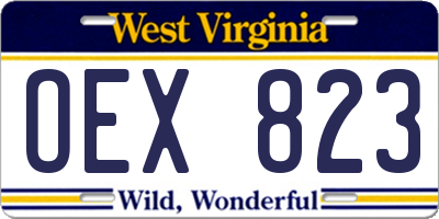 WV license plate OEX823