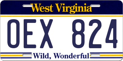 WV license plate OEX824