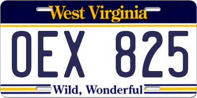 WV license plate OEX825