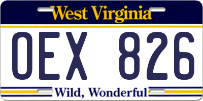 WV license plate OEX826