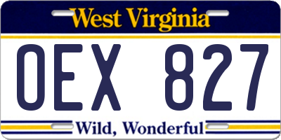 WV license plate OEX827