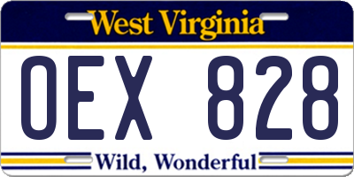WV license plate OEX828