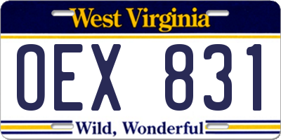 WV license plate OEX831