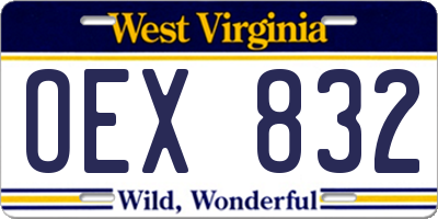 WV license plate OEX832
