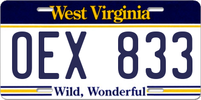 WV license plate OEX833