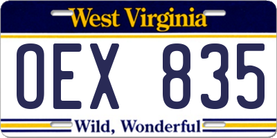 WV license plate OEX835