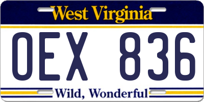 WV license plate OEX836