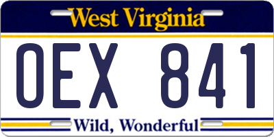 WV license plate OEX841
